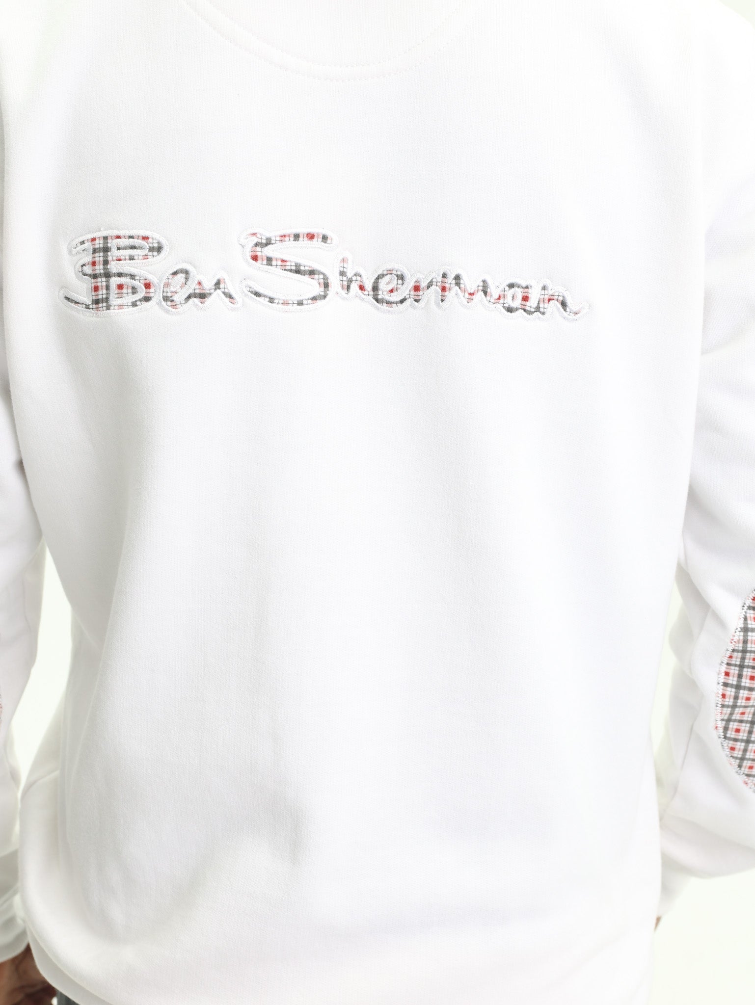 Ben Sherman Jacket Check Emb Zip Thru Hoodie White